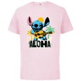 thumbnail image 1 of Disney Lilo & Stitch Galactic Grunge Aloha Stitch - Short Sleeve Cotton T-Shirt for Adults - Customized-Soft Pink, 1 of 5