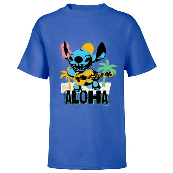 Disney Lilo & Stitch Galactic Grunge Aloha Stitch - Short Sleeve T-Shirt for Kids - Customized-Royal