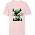thumbnail image 1 of Disney Lilo & Stitch Galactic Grunge Aloha Stitch - Short Sleeve T-Shirt for Kids - Customized-Soft Pink, 1 of 5