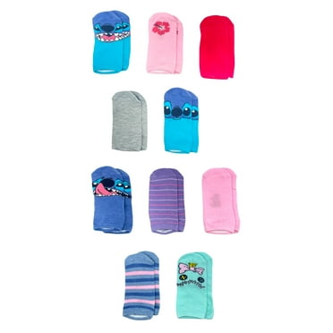 Disney Lilo & Stitch, Girl's No-Show Socks, 10-Pack, Size 7.5-3.5