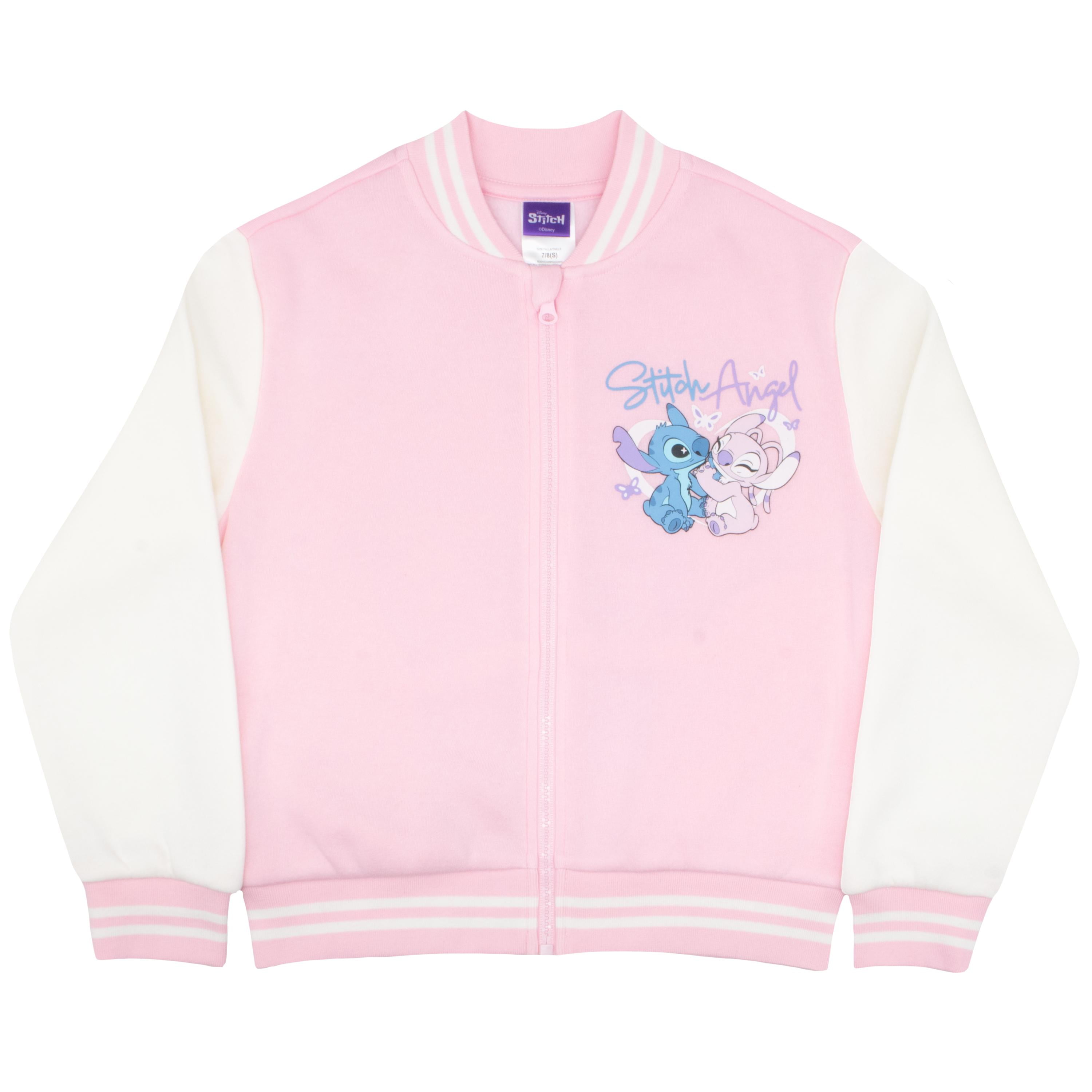 Disney Lilo & Stitch Girl's Zip-Up Varsity Bomber Jacket