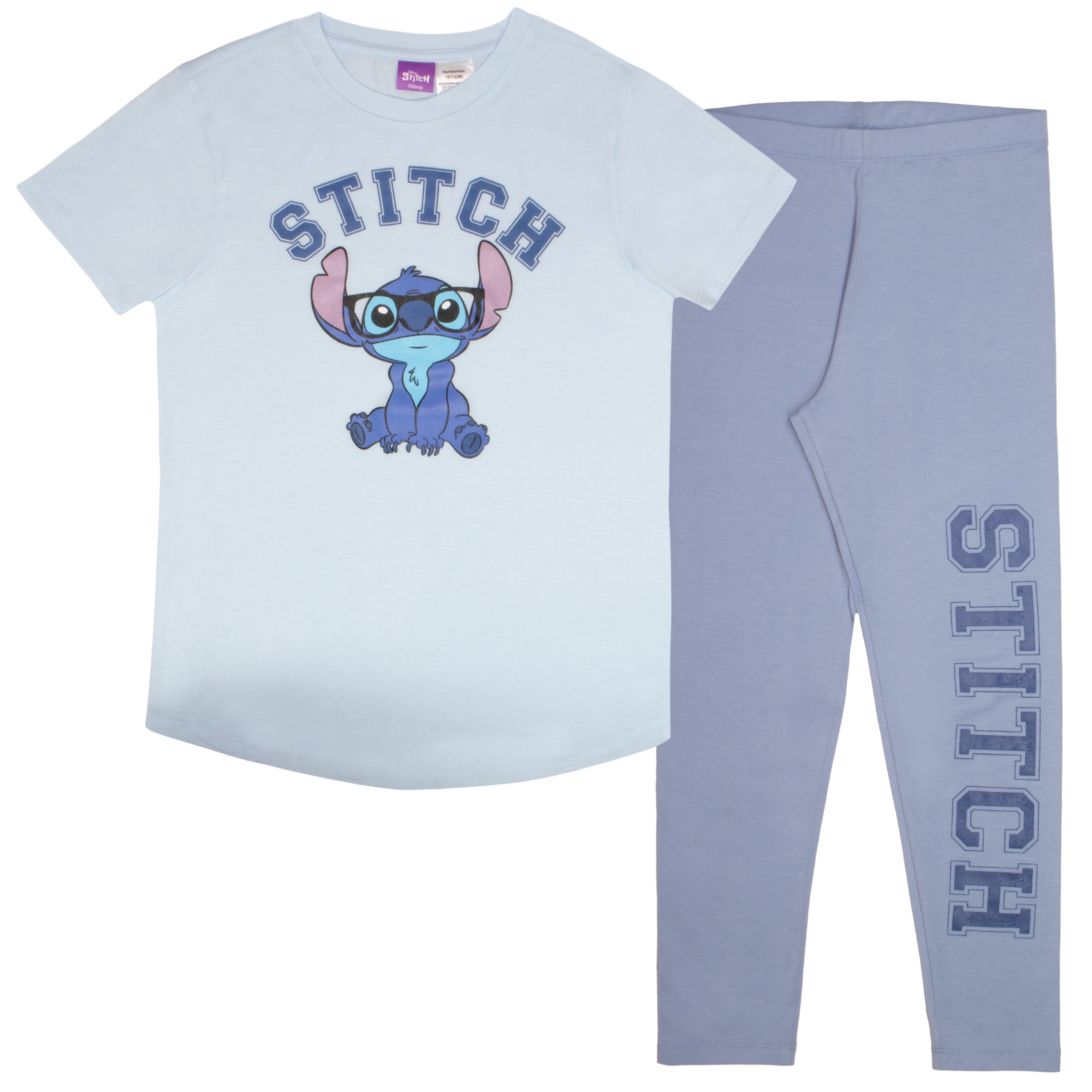 Disney Lilo & Stitch Girls 2-Piece Set - Short Sleeve Graphic Print T-Shirt and Leggings 2-Pack Bundle for Kids (Sizes 7-14)