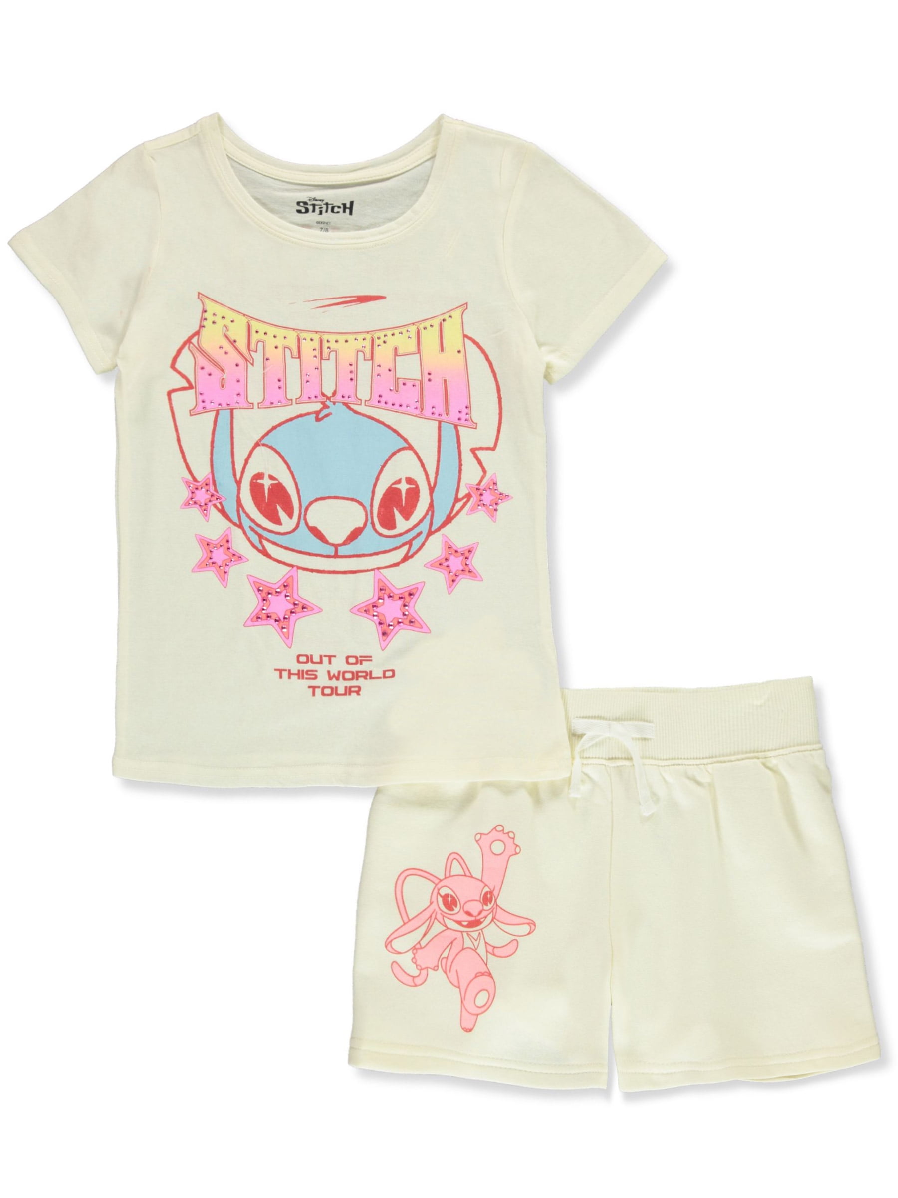 Lilo Stitch Girls 2 Piece Jersey Short Sleeve Top and Short Sizes 4 16
