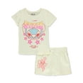 thumbnail image 1 of Disney Lilo & Stitch Girls' 2-Piece Shorts Set Outfit Color: oatmeal Size: 4, 1 of 1