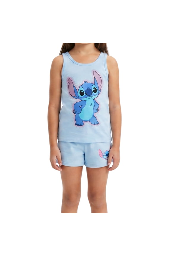Lilo & Stitch Girls 2 Piece Tank Top and Shorts Set Gradient Rhinestone Graphic Summer Outfit