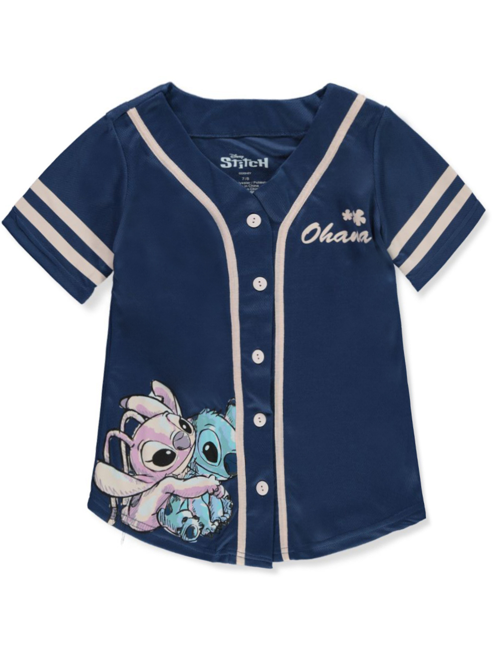 Disney Lilo & Stitch Girls' Angel Baseball Jersey blue, 6 6x