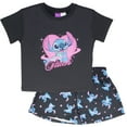 thumbnail image 1 of Disney Lilo & Stitch Girls Boxy Graphic T-Shirt and Short Set - Stitch and Hearts - Lightweight Summer Outfit for Kids (Sizes 7-14), 1 of 7
