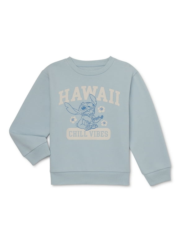 Disney Lilo & Stitch Girls Graphic Crewneck Fleece Sweatshirt, Size 4-16