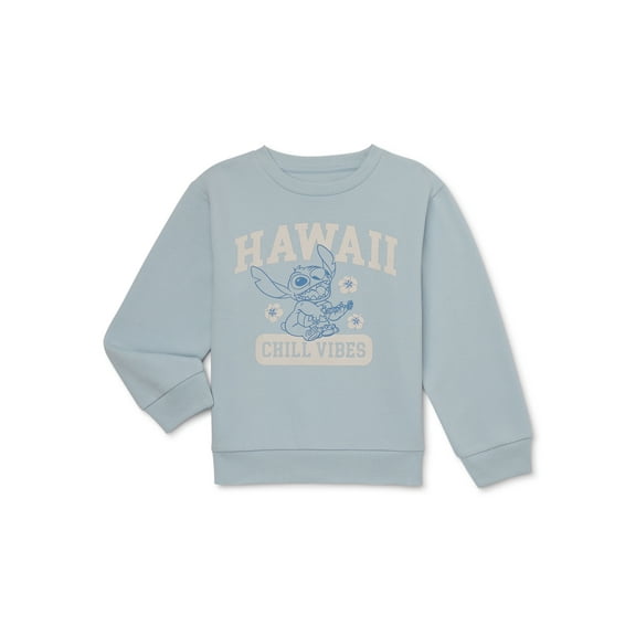 Disney Lilo & Stitch Girls Graphic Crewneck Fleece Sweatshirt, Size 4-16