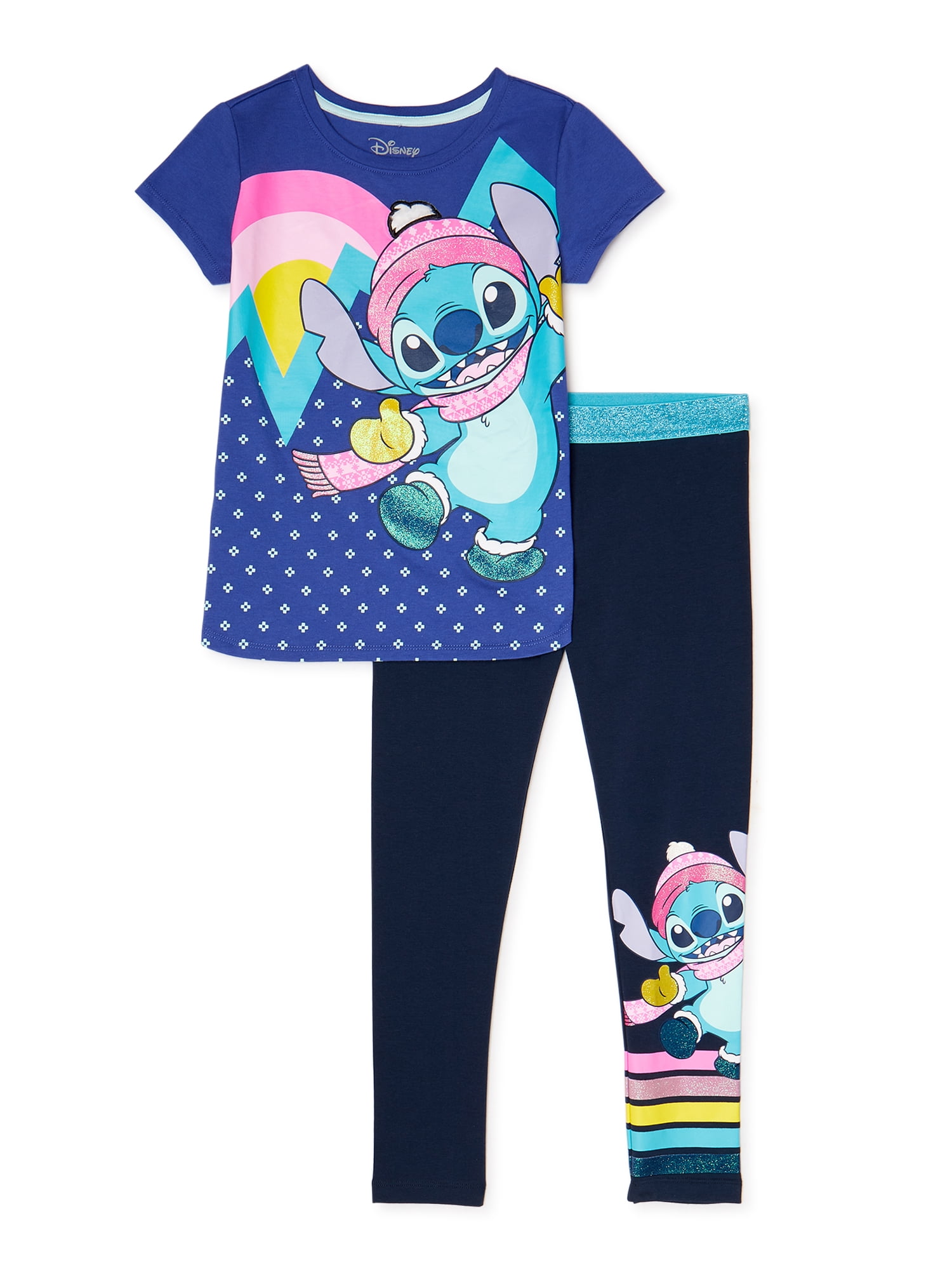 Disney Lilo & Stitch Girls Graphic Top and Leggings Outfit Set, 2-Piece ...