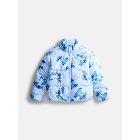 Disney Lilo and Stitch Girls Mock Neck Puffer Jacket, Sizes 4-18