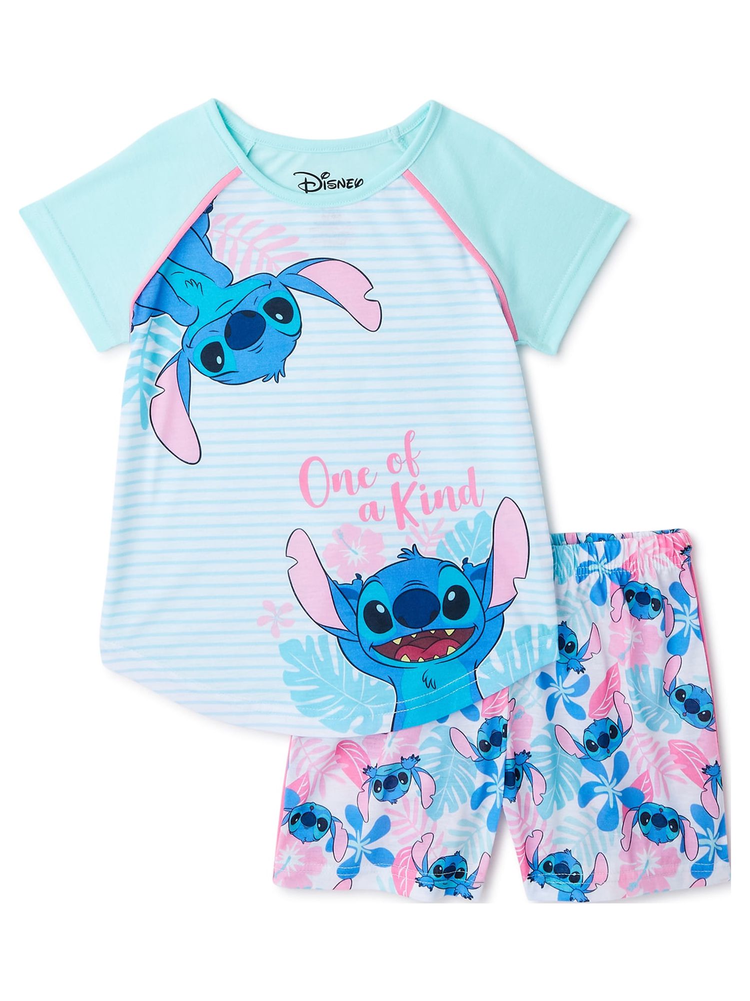 Disney Lilo & Stitch Girls Short Sleeve Top & Shorts Pajamas, 2 Pc Set ...