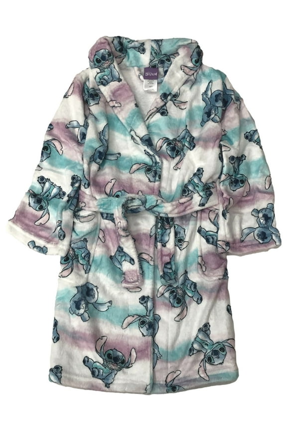 Lilo & Stitch Girls Soft White Rainbow Robe House Coat Pajama 4