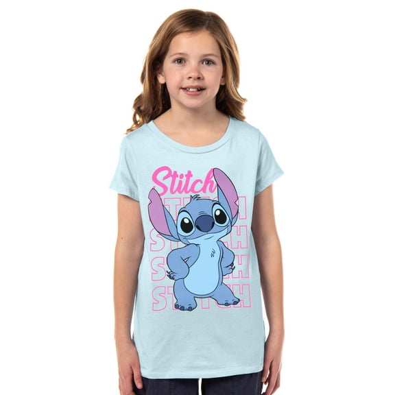 Disney Lilo & Stitch Girls' Stitch Hands On Hips Pose Kids Short Sleeve Graphic Print T-Shirt