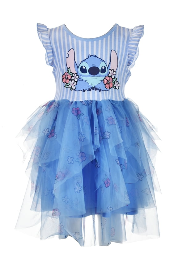Disney Lilo & Stitch Girls' Striped Dress Color: blue Size: 2t