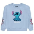 thumbnail image 1 of Disney Lilo & Stitch Girls Sweatshirt -Jumbo Graphic Print, Chenille patch and Embroidery Stitch Pullover Crewneck Sweatshirt- Sizes 4-16 Water Blue, 1 of 6