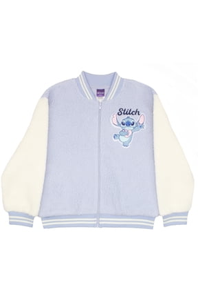 Lilo & Stitch Girls Varsity Bomber Jacket Zip-Up Stitch Graphic Print Jacket for Kids (Sizes 7-14)