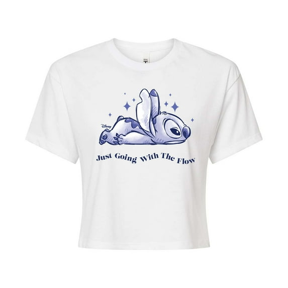 Disney - Lilo & Stitch - Go With The Flow - Juniors Cropped Cotton Blend T-Shirt