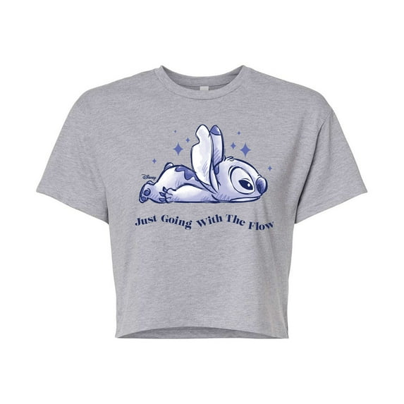 Disney - Lilo & Stitch - Go With The Flow - Juniors Cropped Cotton Blend T-Shirt