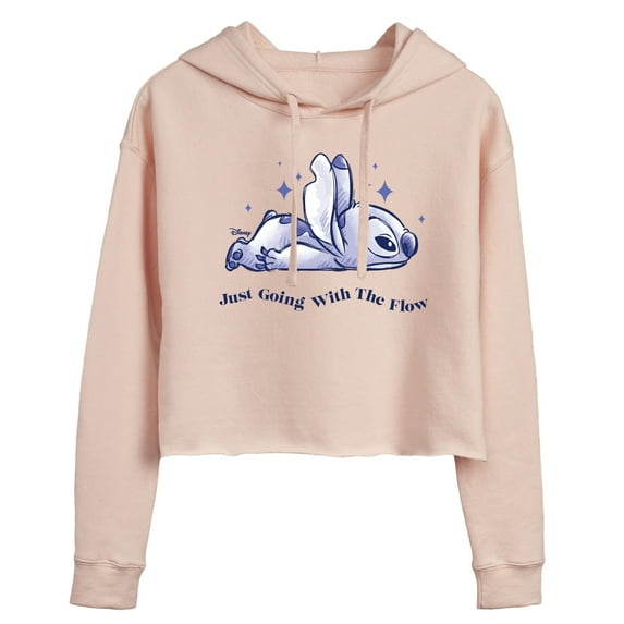 Disney - Lilo & Stitch - Go With The Flow - Juniors Cropped Pullover Hoodie