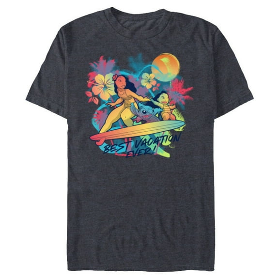 Disney Lilo & Stitch Group Family Trip Best Vacation Ever - Short Sleeve Blended T-Shirt for Adults - Customized-Navy Heather