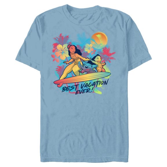 Disney Lilo & Stitch Group Family Trip Best Vacation Ever - Short Sleeve Blended T-Shirt for Adults - Customized-Ocean Blue