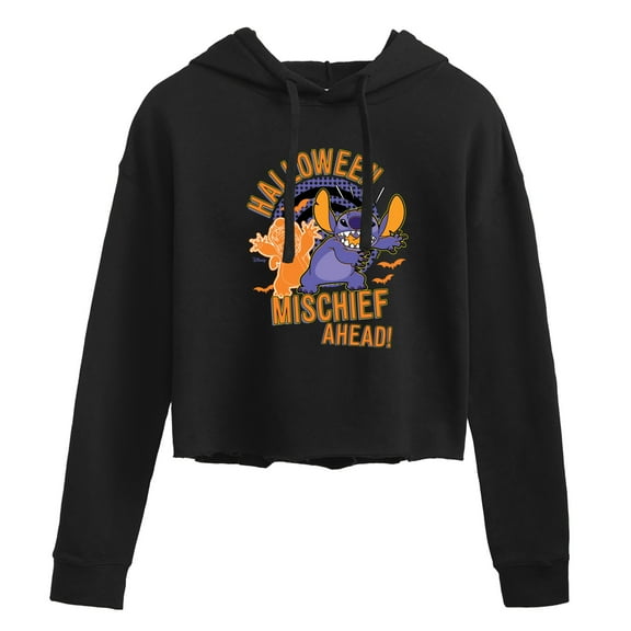 Disney - Lilo & Stitch - Halloween Mischief Ahead - Juniors Cropped Pullover Hoodie