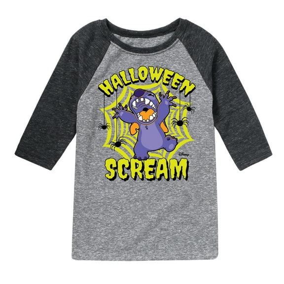 Disney - Lilo & Stitch - Halloween Scream Spiders - Toddler & Youth Raglan Graphic T-Shirt
