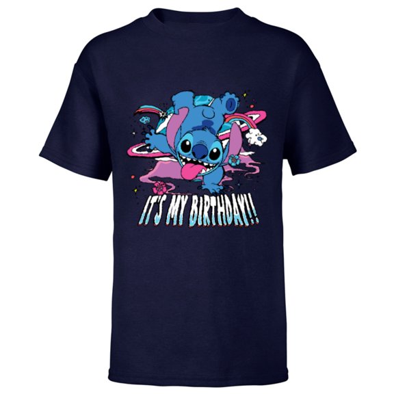 Disney Lilo & Stitch Handstand “It’s My Birthday!” - Short Sleeve T-Shirt for Kids - Customized-Navy