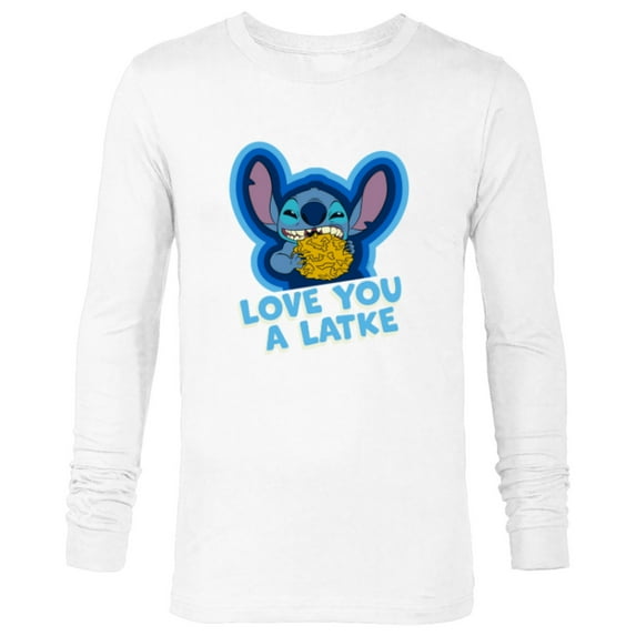 Disney Lilo & Stitch Hanukkah Holiday Love You a Latke - Long Sleeve T-Shirt for Men - Customized-White