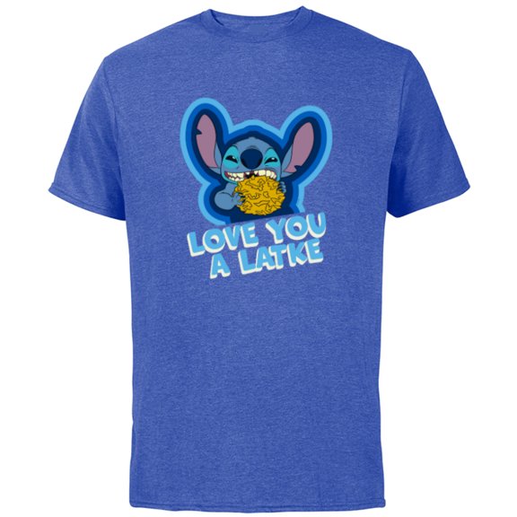 Disney Lilo & Stitch Hanukkah Holiday Love You a Latke - Short Sleeve Cotton T-Shirt for Adults - Customized-Royal Heather