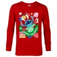 thumbnail image 1 of Disney Lilo & Stitch Happy Holidays 100% Naughty Christmas - Long Sleeve T-Shirt for Men - Customized-New Red, 1 of 5