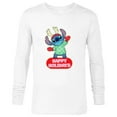 thumbnail image 1 of Disney Lilo & Stitch Happy Holidays Christmas 100% Naughty - Long Sleeve T-Shirt for Men - Customized-White, 1 of 5