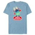 thumbnail image 1 of Disney Lilo & Stitch Happy Holidays Christmas 100% Naughty - Short Sleeve Blended T-Shirt for Adults - Customized-Ocean Blue, 1 of 5