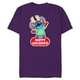 thumbnail image 1 of Disney Lilo & Stitch Happy Holidays Christmas 100% Naughty - Short Sleeve Blended T-Shirt for Adults - Customized-Purple, 1 of 5
