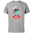 thumbnail image 1 of Disney Lilo & Stitch Happy Holidays Christmas 100% Naughty - Short Sleeve Cotton T-Shirt for Adults - Customized-Athletic Heather, 1 of 5