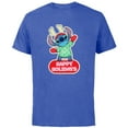 thumbnail image 1 of Disney Lilo & Stitch Happy Holidays Christmas 100% Naughty - Short Sleeve Cotton T-Shirt for Adults - Customized-Royal Heather, 1 of 5