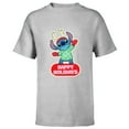 thumbnail image 1 of Disney Lilo & Stitch Happy Holidays Christmas 100% Naughty - Short Sleeve T-Shirt for Kids - Customized-Athletic Heather, 1 of 5
