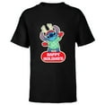 thumbnail image 1 of Disney Lilo & Stitch Happy Holidays Christmas 100% Naughty - Short Sleeve T-Shirt for Kids - Customized-Black, 1 of 5