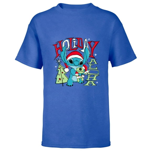 Disney Lilo & Stitch Holiday Aloha - Short Sleeve T-Shirt for Kids - Customized-Royal
