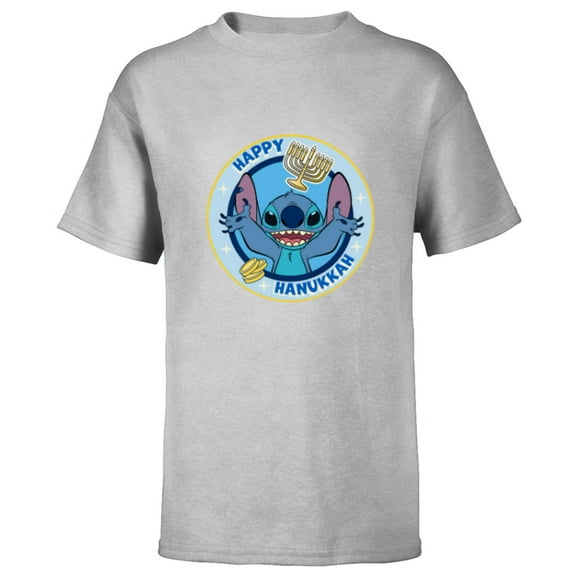 Disney Lilo & Stitch Holiday Circle Stitch Happy Hanukkah - Short Sleeve T-Shirt for Kids - Customized-Athletic Heather