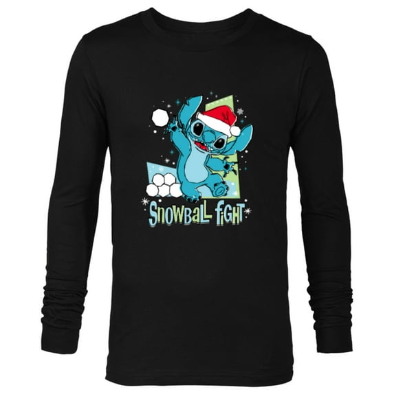 Disney Lilo & Stitch Holiday Santa Snowball Fight - Long Sleeve T-Shirt for Men - Customized-Black