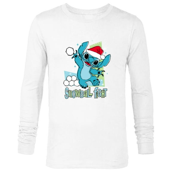 Disney Lilo & Stitch Holiday Santa Snowball Fight - Long Sleeve T-Shirt for Men - Customized-White