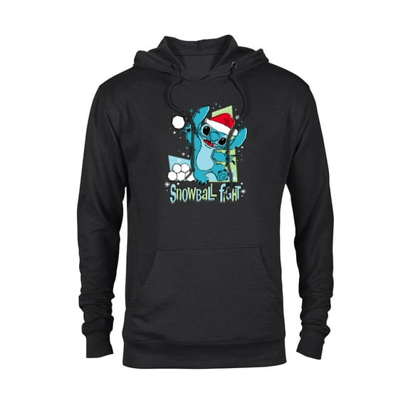 Disney Lilo & Stitch Holiday Santa Snowball Fight - Pullover Hoodie for Adults - Customized-Black