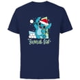 thumbnail image 1 of Disney Lilo & Stitch Holiday Santa Snowball Fight - Short Sleeve Cotton T-Shirt for Adults - Customized-Navy, 1 of 5
