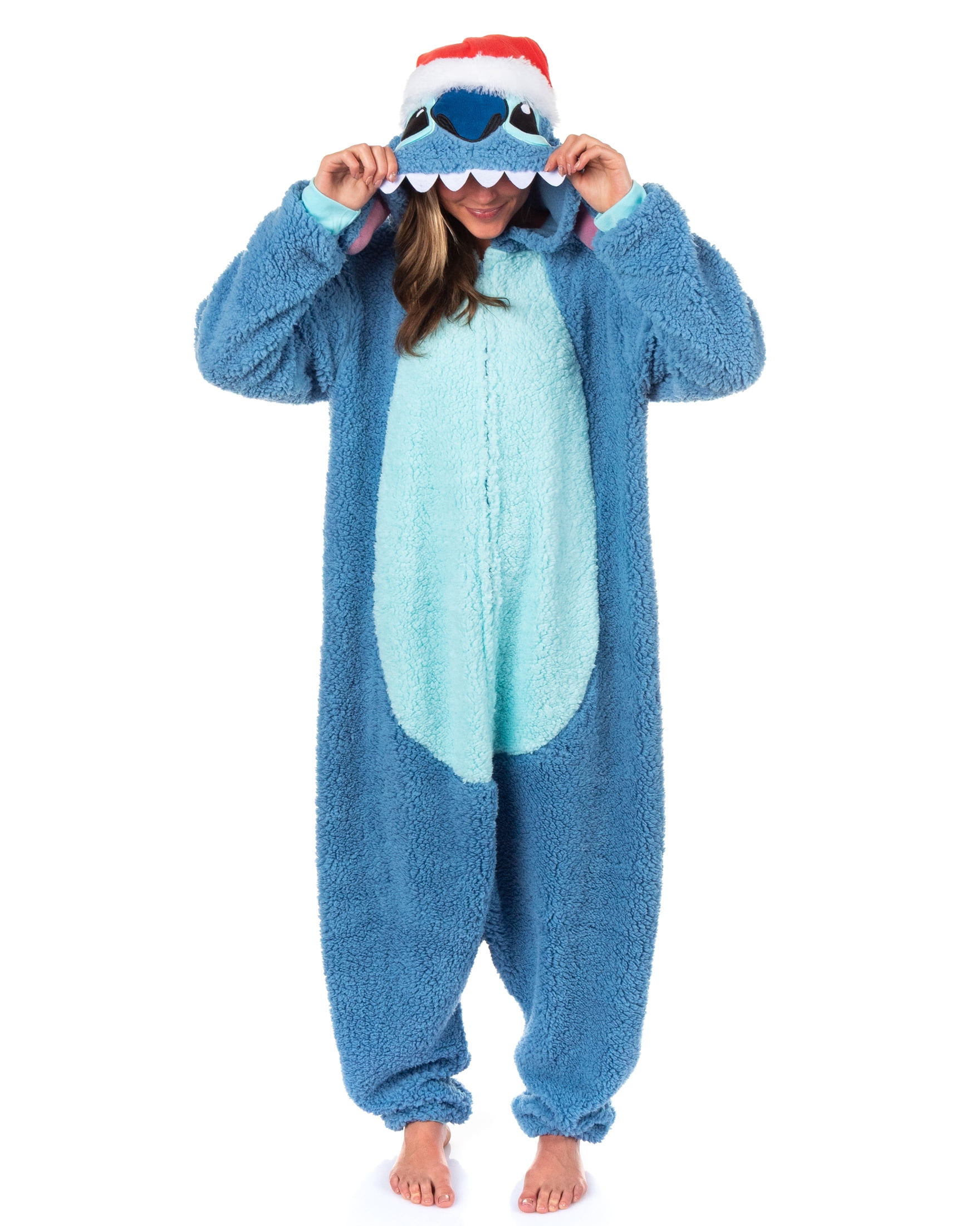 Disney Lilo & Stitch Kigurumi Unisex Christmas Santa Hat Women's Costume One Piece Pajama Hooded Union Suit