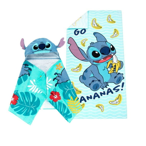 Disney Lilo & Stitch Hooded Towel and Beach Towel Set