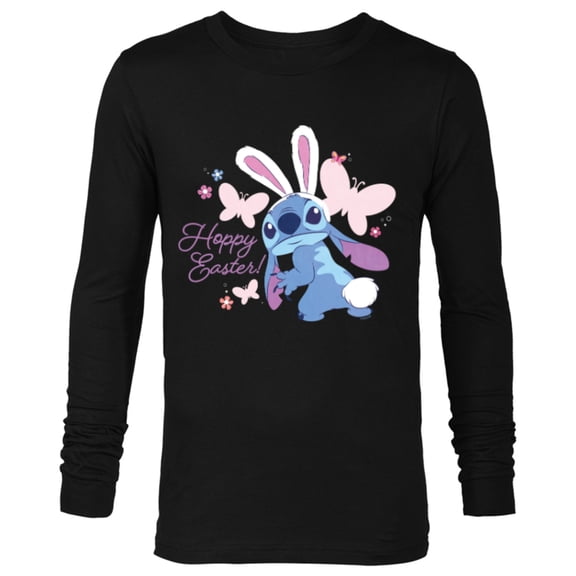 Disney Lilo & Stitch Hoppy Easter Bunny and Butterflies - Long Sleeve T-Shirt for Men - Customized-Black