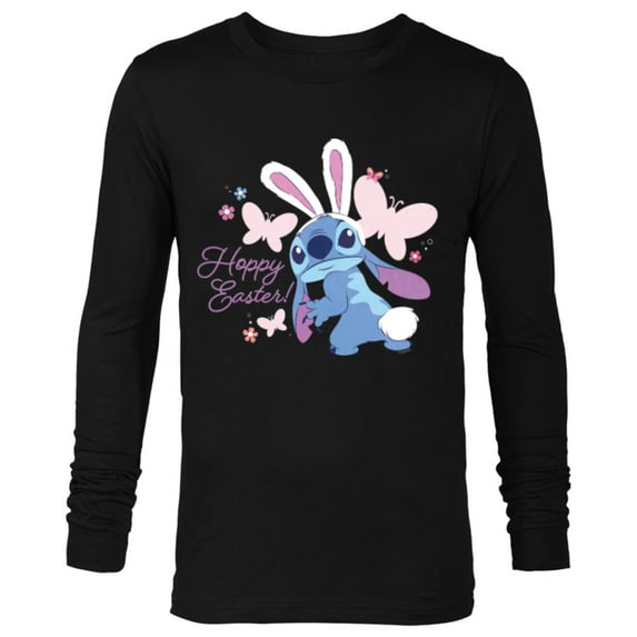 Disney Lilo & Stitch Hoppy Easter Bunny and Butterflies - Long Sleeve T-Shirt for Men - Customized-Black