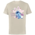 thumbnail image 1 of Disney Lilo & Stitch Hoppy Easter Bunny and Butterflies - Short Sleeve Cotton T-Shirt for Adults - Customized-Natural, 1 of 5